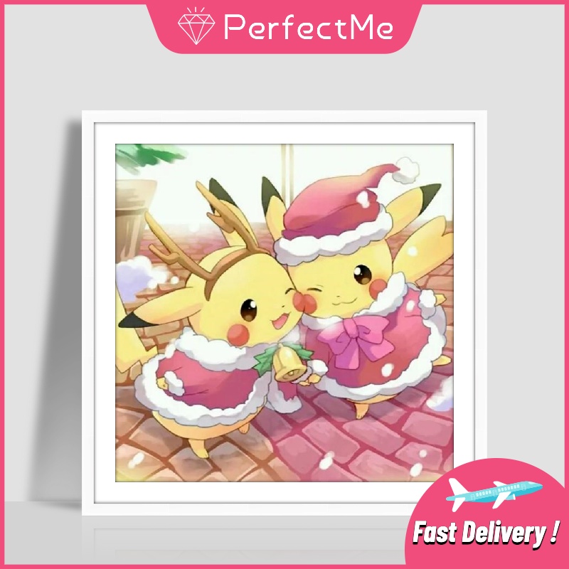 Bộ tranh đính đá 5D tự làm hình Pikachu 30X30