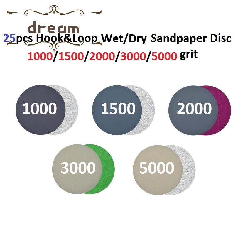 【DREAMLIFE】25pcs Wet And Dry Sanding Disc Sandpaper Abrasive For Fine Detail 75mm 3inch