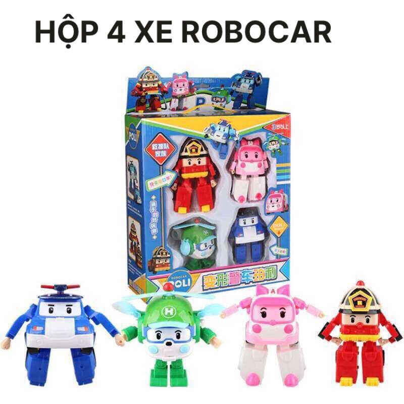 Đồ Chơi Hộp 4 xe Poli Robocar biến hình - Poli và những người bạn