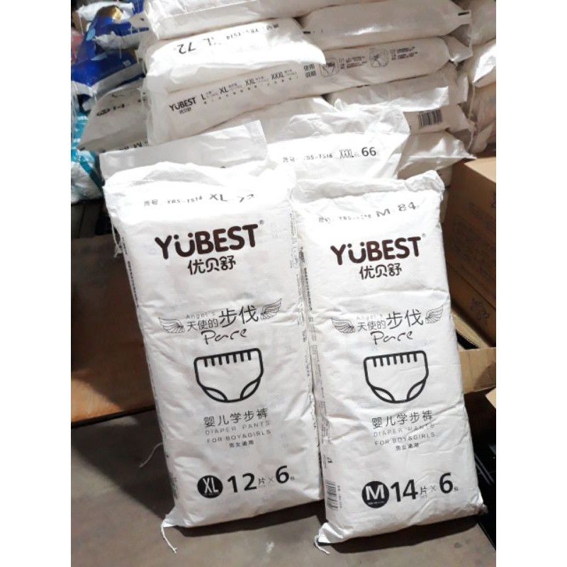 Bỉm/ tã Yubest Angel dán/ quần nội địa Trung Quốc S90/M84/XL72/L78/XXL66/XXXL66