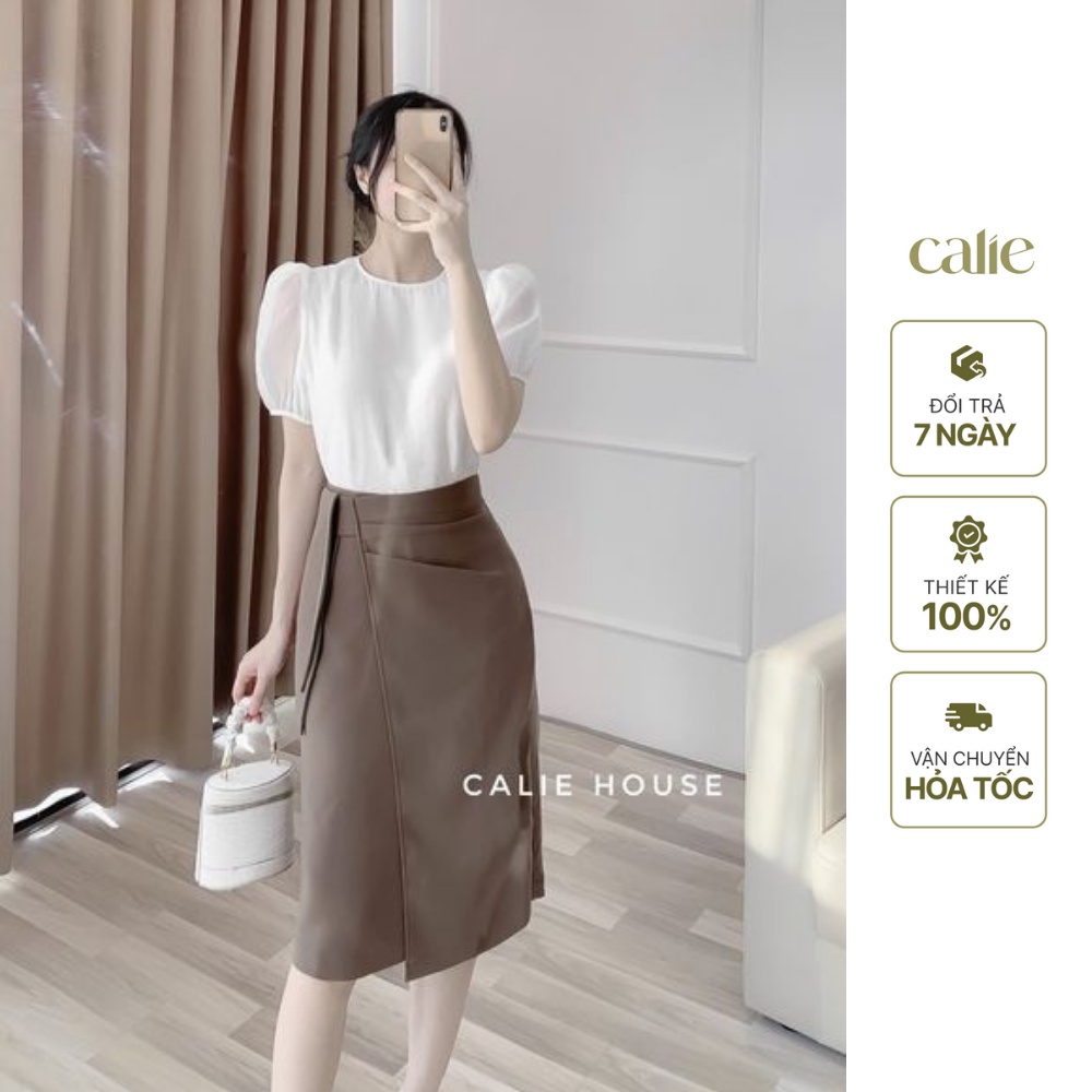 Chân váy dáng dài nữ dáng A vạt lệch 3 ly thanh lịch thời trang công sở Calie House CV8
