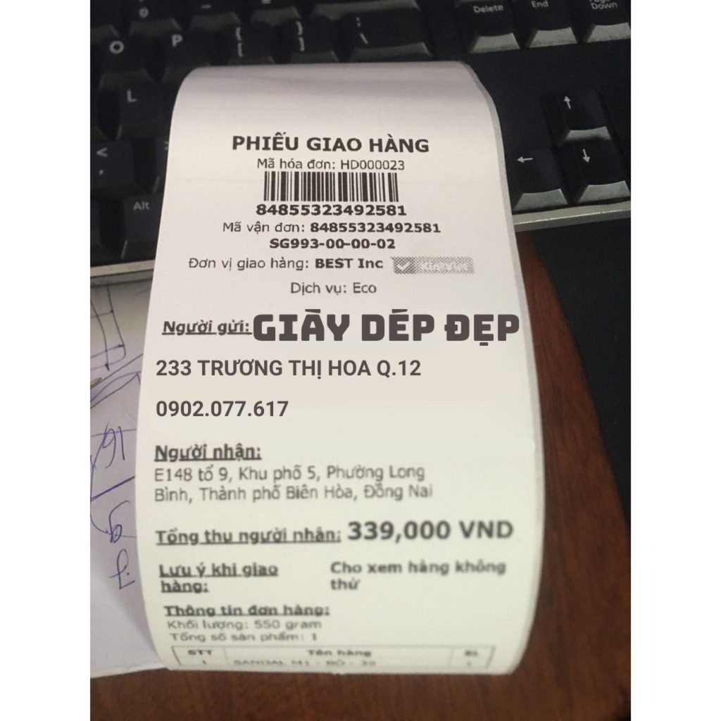 Giấy In Bill k80  30 mét- Giấy In Nhiệt K80 có Keo Dán- decal k80 Liên Tục in đơn hàng,in hóa đơn