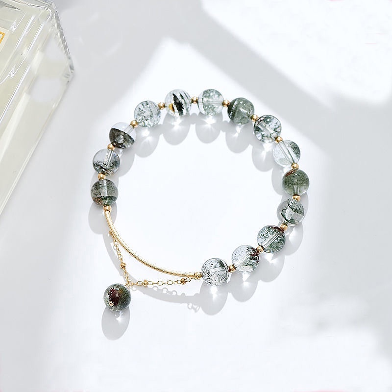 Vòng Tay Chuỗi Hạt Pha Lê Xanh Lá Tự Nhiên Đơn Giản Dễ Phối Đồ Thời Trang Cho Bạn Gái
