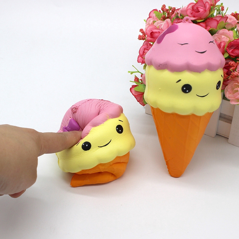 Mainan Squishy Model Slow-Rising Bahan PU Elastis Bentuk Es Krim Ukuran 22cm untuk Pereda Stress