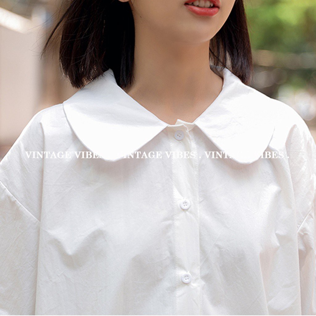 {KARUL} Áo sơ mi nữ ngắn tay cổ sen 2 màu xanh trắng HOTHIT. | BigBuy360 - bigbuy360.vn