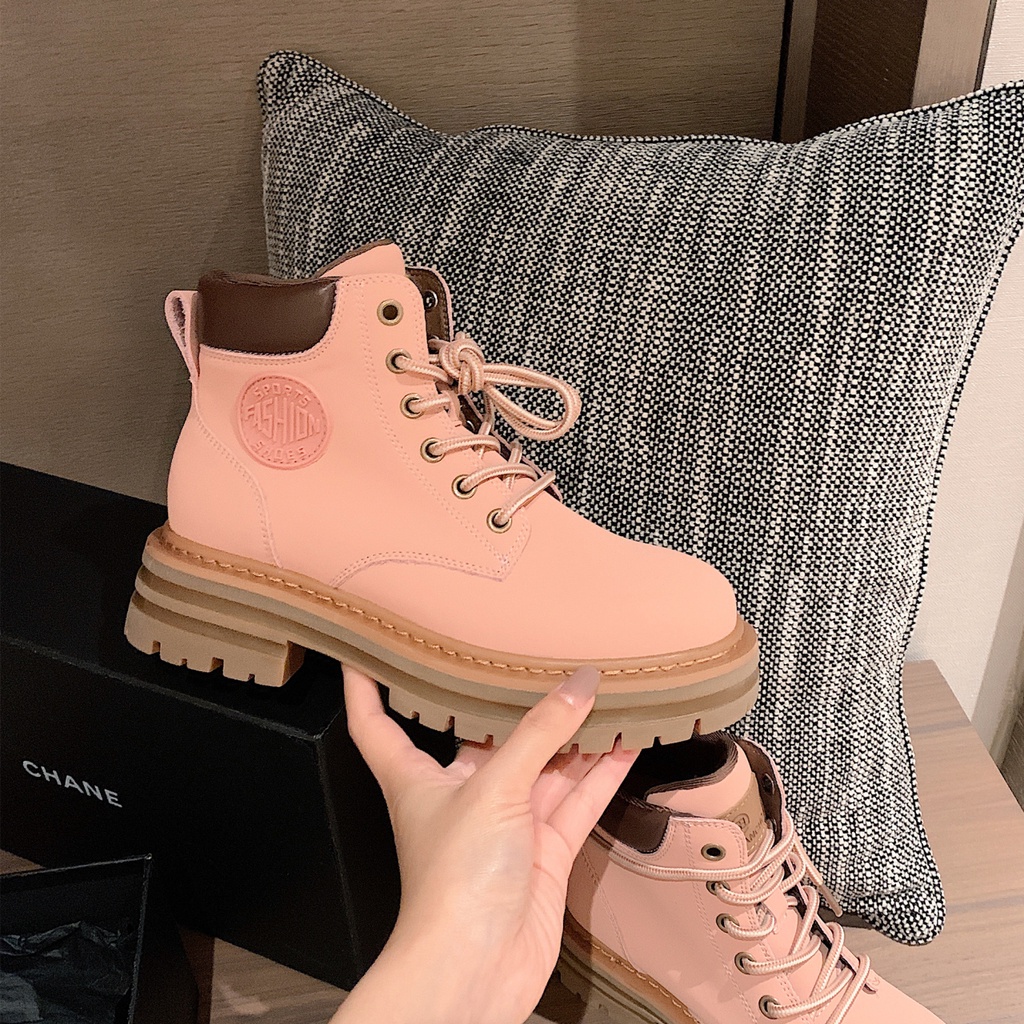 Giày Boot Martin Da Đế Dày Dày Dặn Phong Cách Anh Quốc Thời Trang Cho Nữ