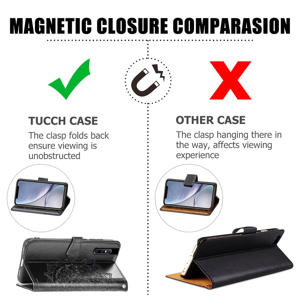 Bao da điện thoại có ngăn thẻ & giá đỡ cho OPPO F15/A91 A92/a72/A52 Find X2 2 z NEO/RENO 3 pro A31/A8 | BigBuy360 - bigbuy360.vn