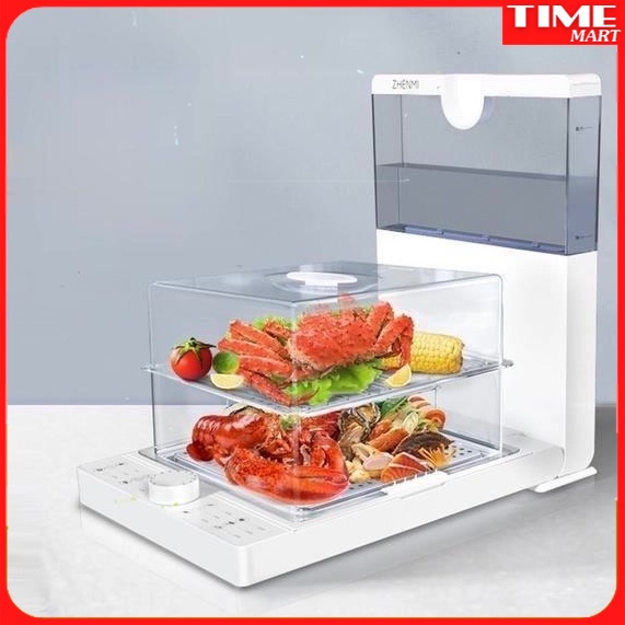 Nồi hấp điện gấp gọn 3 tầng Zhenmi xiaomi 18.8L. Nồi hấp trong suốt đa chức năng công suất lớn. BH 6tháng