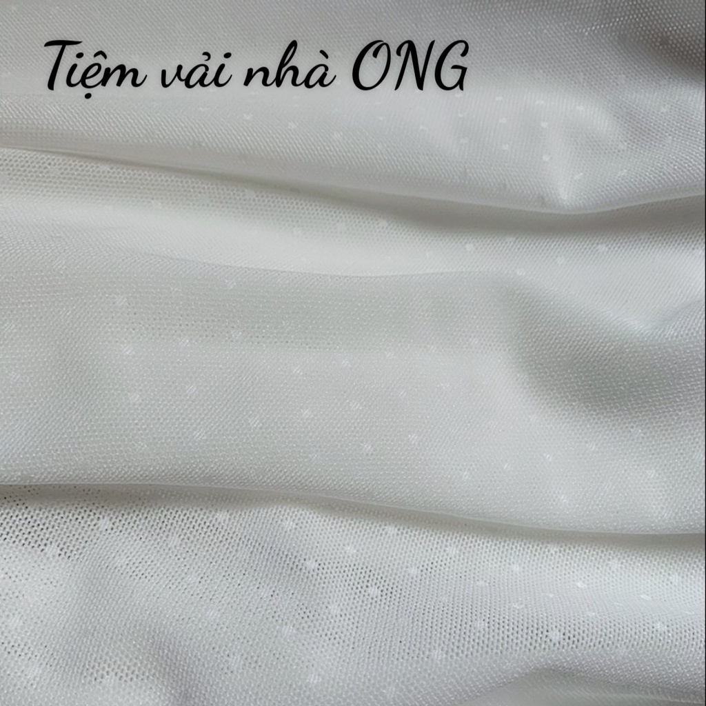Vải lưới trắng chấm bi chất dày mềm rủ (1mx1,5m)