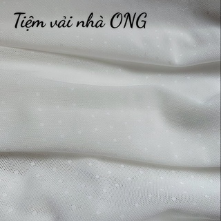 Vải lưới trắng chấm bi chất dày mềm rủ