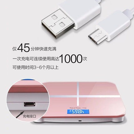 CÂN sức khỏe ĐỘ CHÍNH XÁC CAO, BỀN, ĐẸP- Cân điện tử có chân sạc USB (không dùng pin)