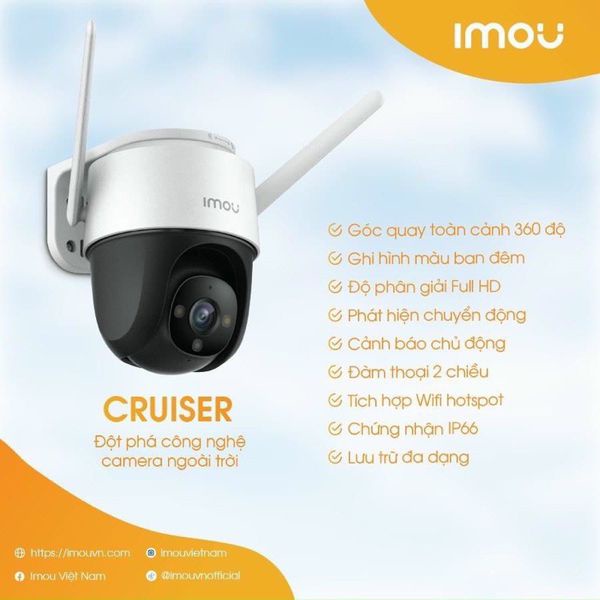 Camera wifi PTZ xoay 360 IMOU Cruiser IPC-S42FP 4MP QHD 2K - Bốn chế độ nhìn ban đêm full color bảo hành chính hãng