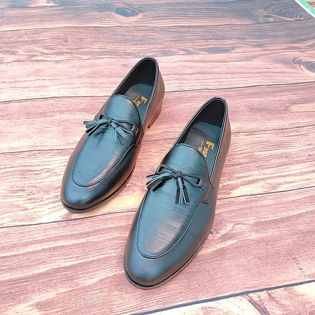 Giày lười da nam 2 màu nâu đen buộc nơ đế cao su giày dior da nam công sở full size 38 43: