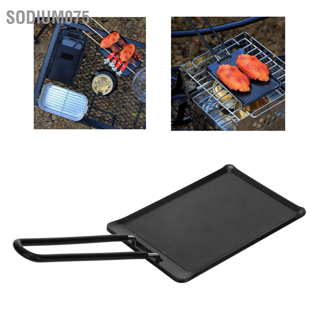 Có thể bán buôn Chảo nướng di động có tay cầm Đĩa không dính Cắm trại BBQ ngoài trời Sodium075 Hàng giao ngay