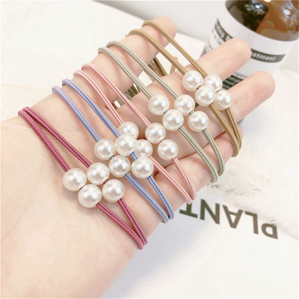 Dây buộc tóc cao su đính ngọc trai nhân tạo thời trang Hongyu8866