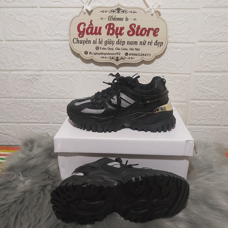 Giày Thể Thao Sneaker Nữ Gót Bạc Có Phản Quang