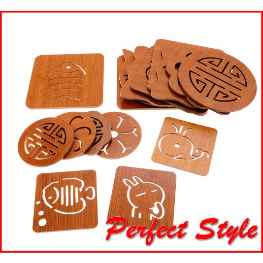 Lót bát đĩa nồi bằng gỗ  hình bắt mắt