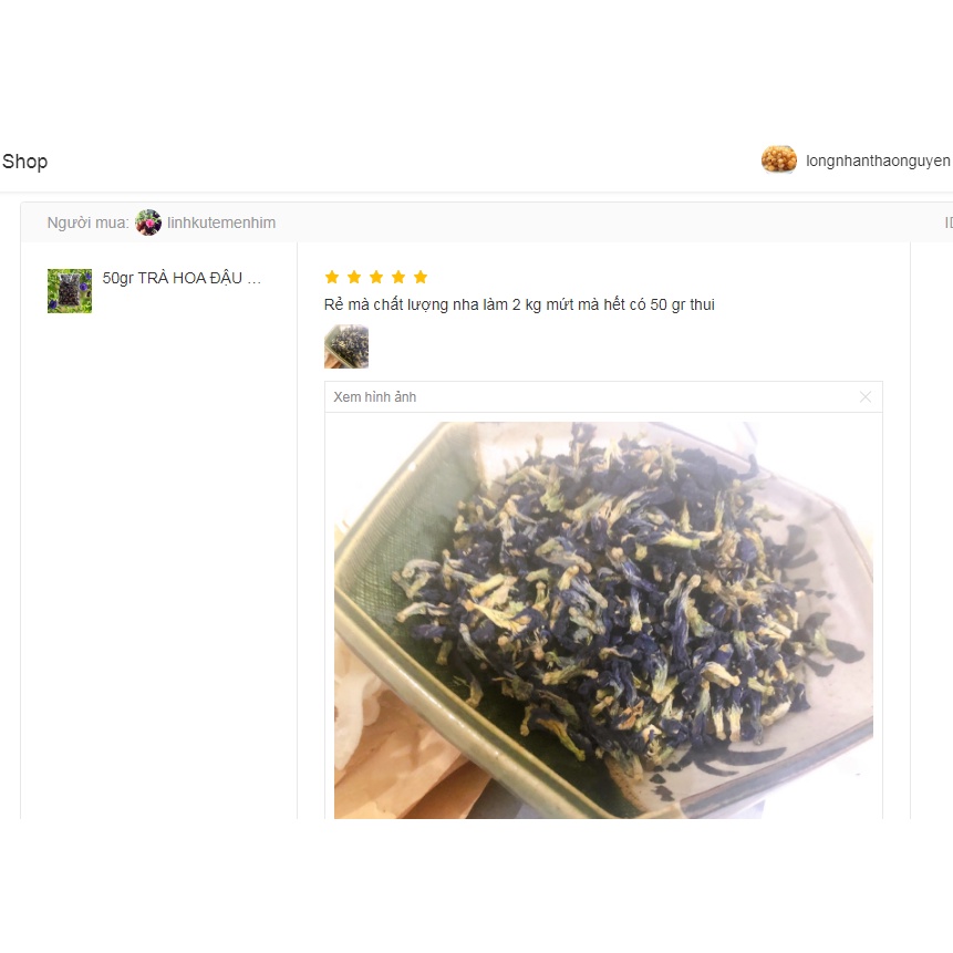 1KG HOA ĐẬU BIẾC KHÔ NGUYÊN LOẠI 2 LÀM MÀU THỰC PHẨM