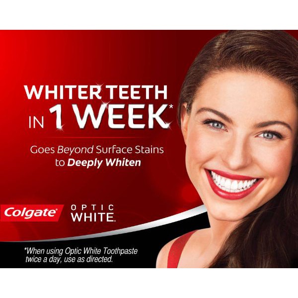 Kem đánh răng Colgate Optic White Làm trắng và sáng răng tuýp 110g