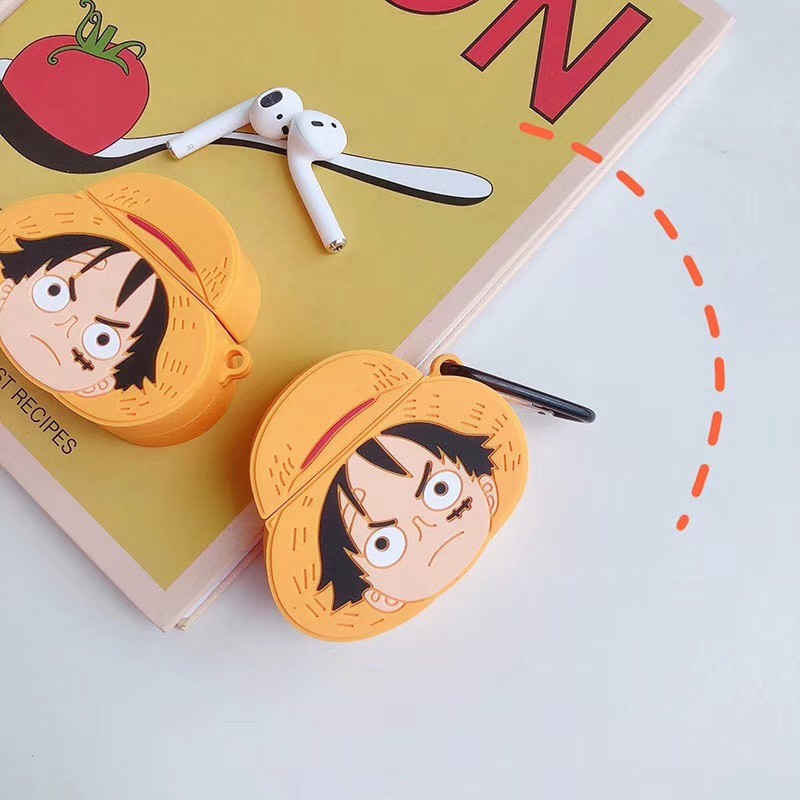 Vỏ bảo vệ hộp sạc tai nghe không dây silicone chống rơi hình dáng phim hoạt hình ONE PIECE thích hợp cho AirPods 1 2