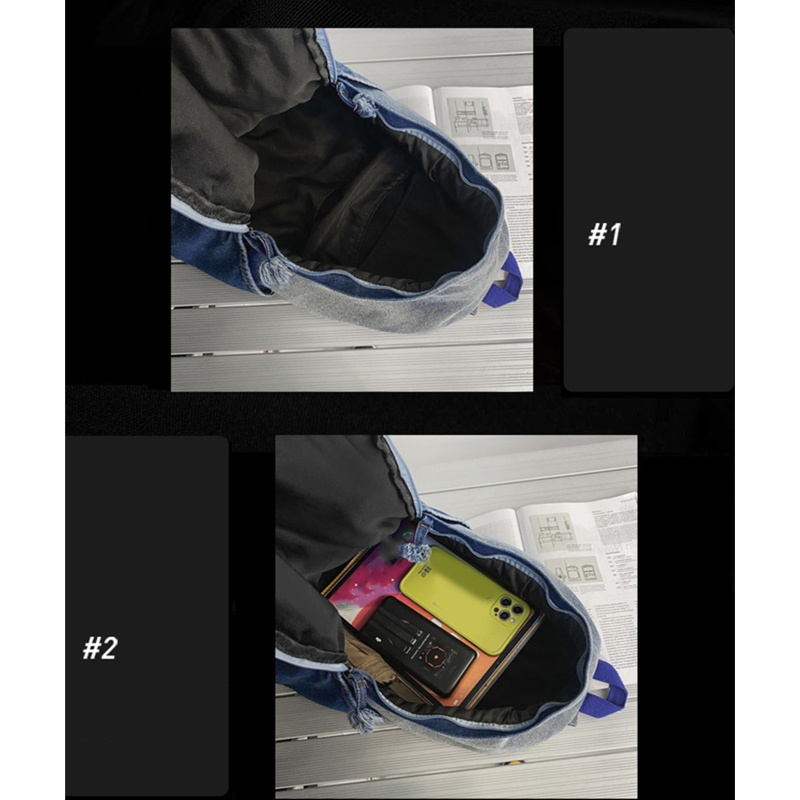 Ba Lô Denim Sức Chứa Lớn Có Khóa Kéo Sáng Tạo Cho Nữ