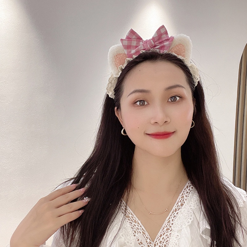 Băng Đô Tai Mèo Phối Ren Đính Chuông Phong Cách Lolita