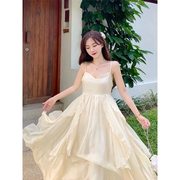 CÓ SẴN Váy🎀Đầm maxi voan tơ 2dây+áo khoác cardigan xoè tầng đi biển du lịch/Váy công chúa ulzzang tiểu thư bồng bềnh | BigBuy360 - bigbuy360.vn