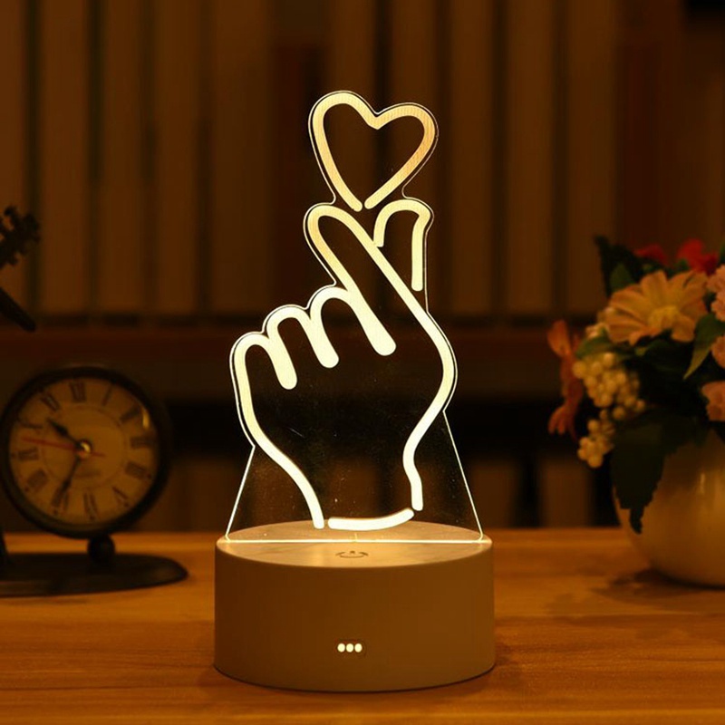 Đèn ngủ Led 3D hình trái tim phong cách lãng mạn