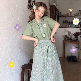[Hàng sẵn][Ảnh thật]Set áo váy ulzzang