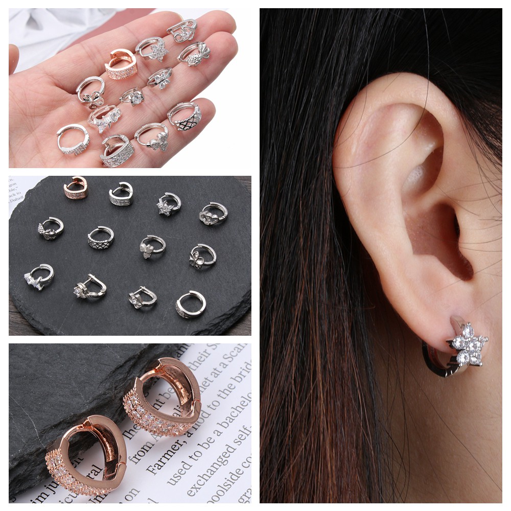 Khuyên Tai Tròn Đính Đá Thời Trang Cho Nữ