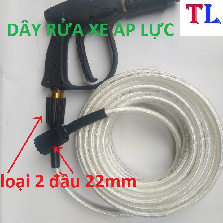 ỐNG DÂY RỬA XE ÁP LỰC CAO 10m 15m 20m 30m (lắp súng ren 22mm)