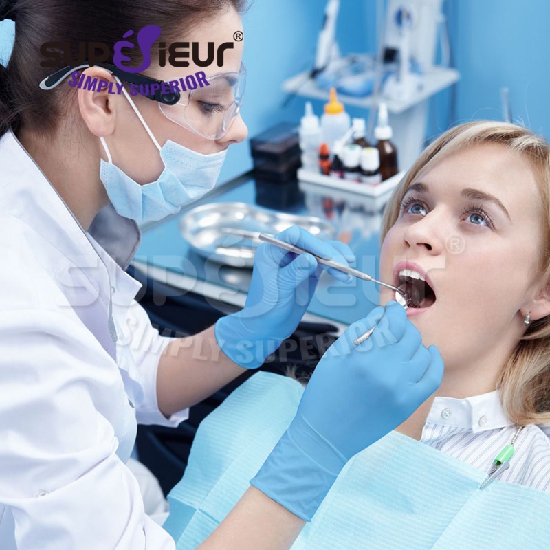 Găng Tay Nitro-V Superieur Không Bột Màu Xanh - Găng Tay Đa Năng