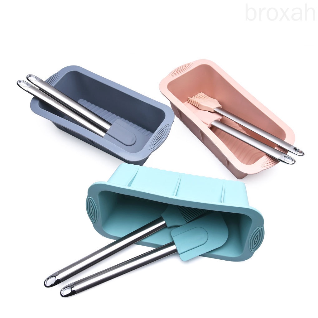 Set 3 Khuôn Silicone Hình Chữ Nhật Chống Dính Dùng Để Nướng Bánh