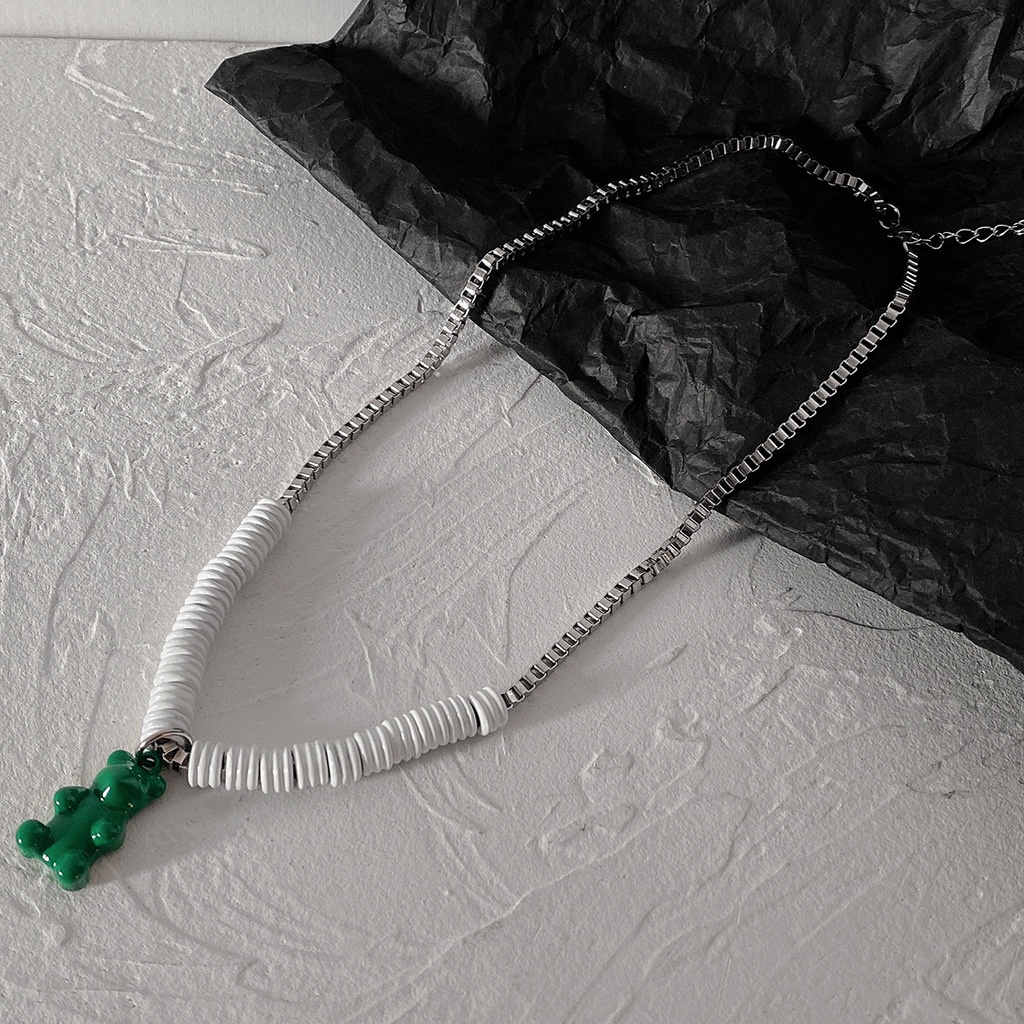 Vòng cổ Hình Gấu Xanh Phong Cách hip hop Thời Trang