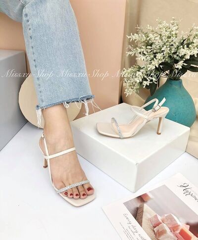Giày sandal nữ dây mảnh đính đá 7cm thời trang MYSS - SD125