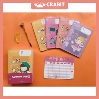 Combo 12 vở ô ly Crabit Job - nữ