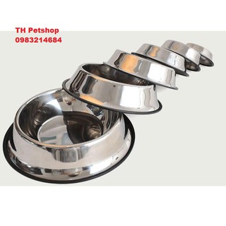 BÁT ĂN INOX ĐẾ CAO SU CHỐNG LẬT CHO CHÓ MÈO