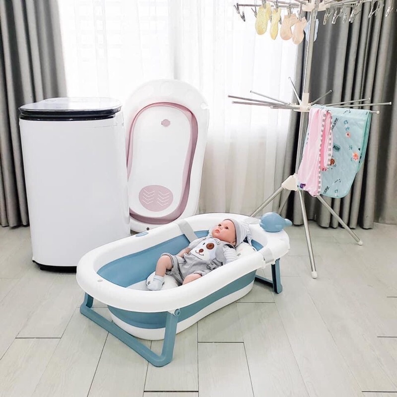 Chậu tắm gấp gọn kèm phao cho bé