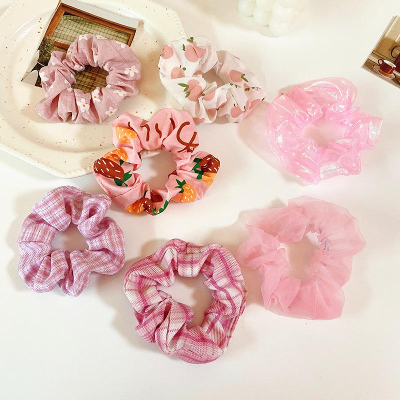 Dây Buộc Tóc Cao Su Co Giãn Màu Hồng Họa Tiết Chú Heo Dễ Thương Dành Cho Nữ