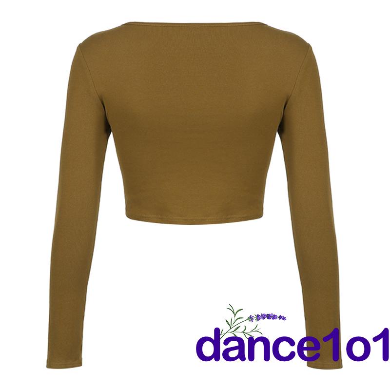 Áo croptop tay dài cổ tròn in họa tiết hoa xinh xắn cho nữ