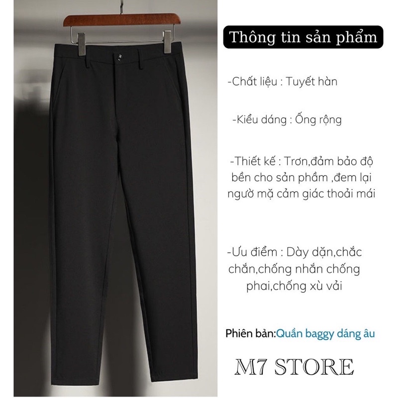 Quần baggy nam ống rộng cao cấp M7 vải lụa hàn co giãn, không nhăn không xù loại quần tây âu Premium thời trang