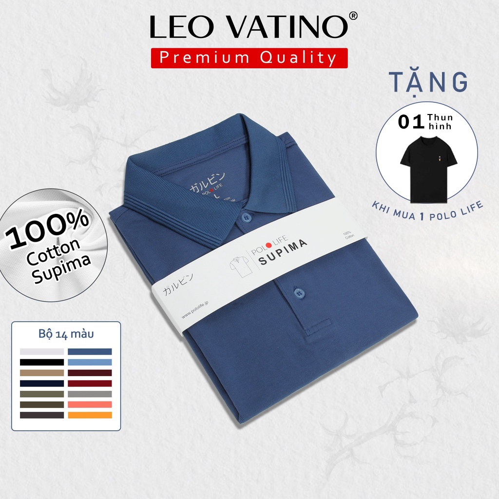 Áo polo nam Supima Cotton 100% Leo Vatino Phân phối độc quyền phối cổ áo thun nam tay ngắn cổ bẻ - Galvin