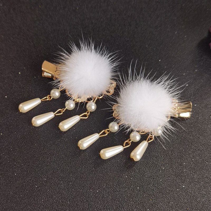 ( 1 chiếc ) Cài tóc kẹp BÔNG TRẮNG BA HẠT phụ kiện phong cách cổ trang xinh xắn dễ thương