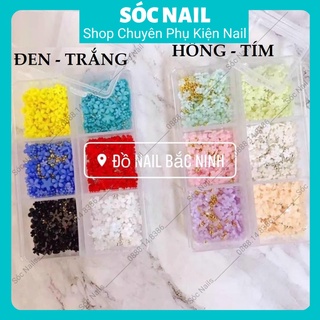 Gói charm hoa nhí mix màu 6 khay dùng trang trí móng nail cực xinh