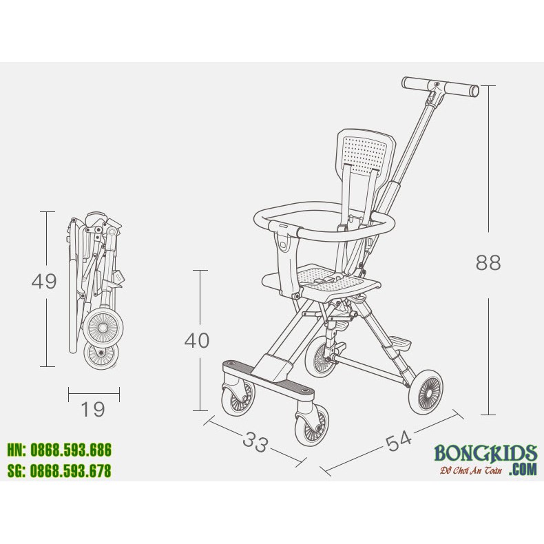 Xe đẩy gập gọn Playkids X1 không mái che ⚡NHẸ NHẤT⚡ cho bé 6-48 tháng ngồi, đi du lịch, xách tay đi khắp mọi nơi