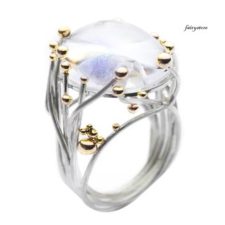 Nhẫn Đính Hôn Đính Đá Topaz Giả Hình Oval Phong Cách Vintage