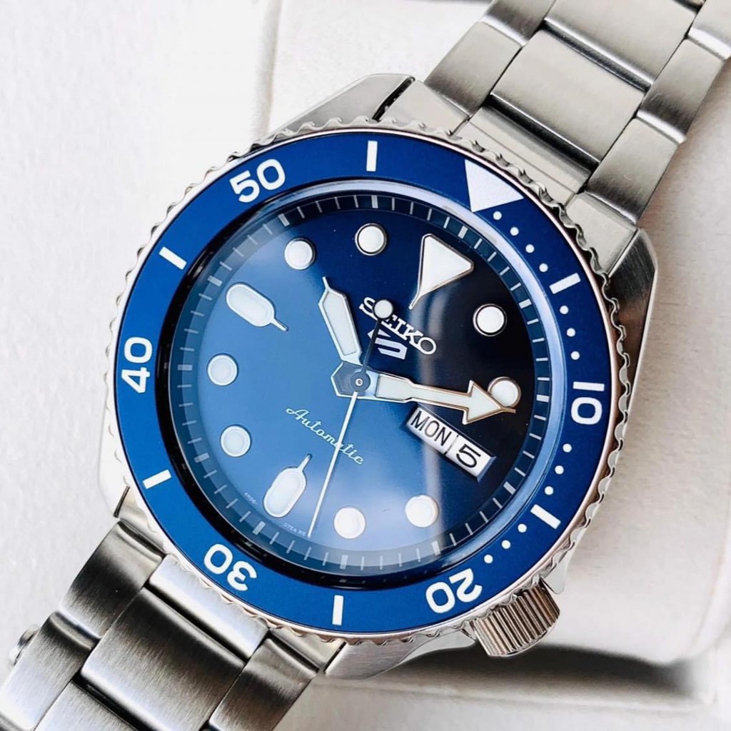 Đồng hồ Nam chính hãng Seiko 5 Sports SRPD51K1 Mặt xanh,Lịch thứ ngày,Vòng Bezel-Máy cơ Automatic-Dây kim loại-Size 42mm