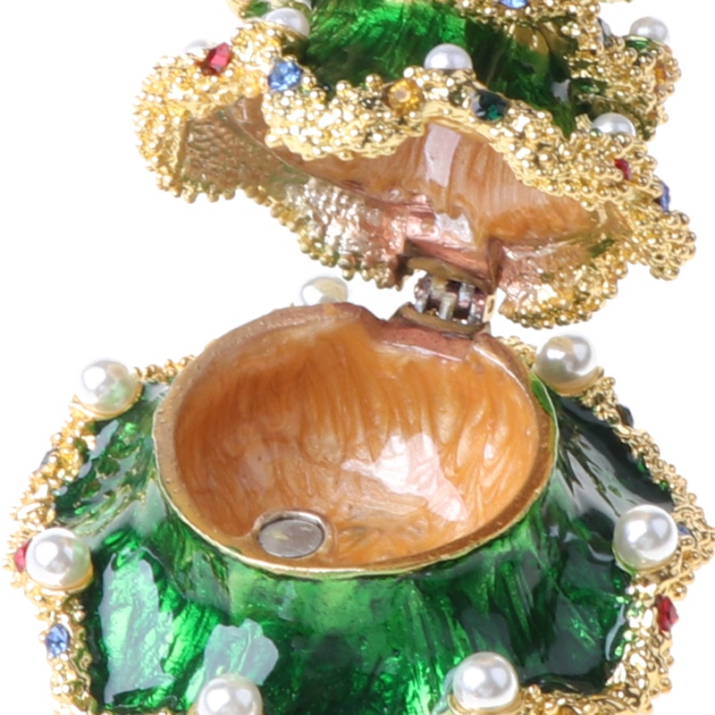 Flgo Hộp Kim Loại Tráng Men Đựng Trang Sức Hình Cây Thông Noel Vẽ Tay