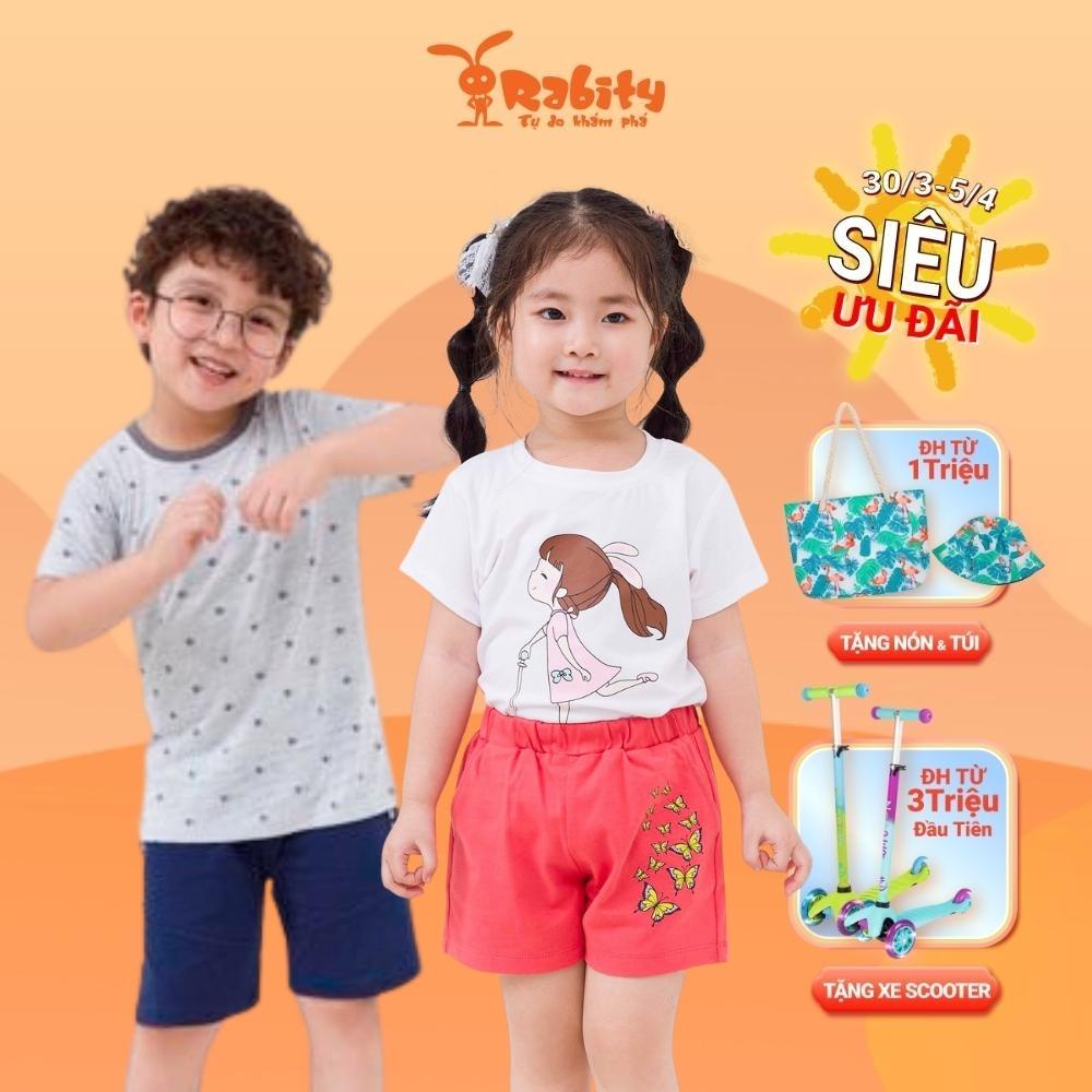 Quần short thun cho bé trai và bé gái Rabity quần cạp chun cotton mùa hè an toàn cho trẻ 91074