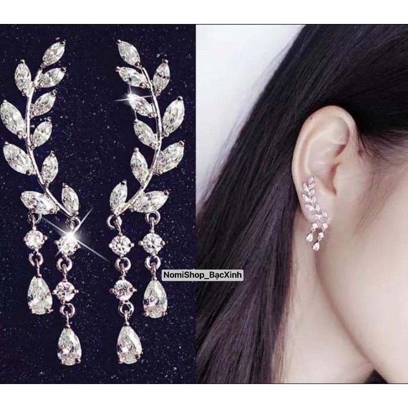 Bông tai bạc kiểu dáng kẹp vành độc đáo, trang nhã tinh tế mới lạ Mainomi Shop Bạc Xinh